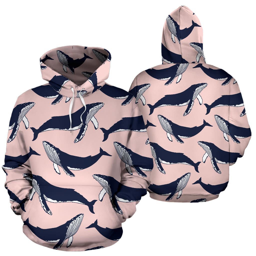 Humpback Whale Pattern Print Design 02 Pullover Hoodie