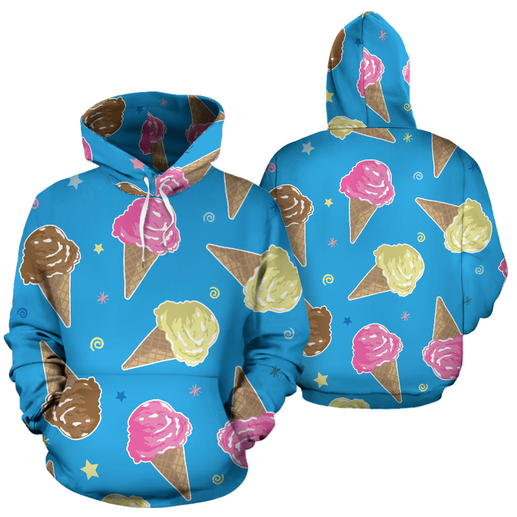 Ice Cream Pattern Print Design 01 Pullover Hoodie