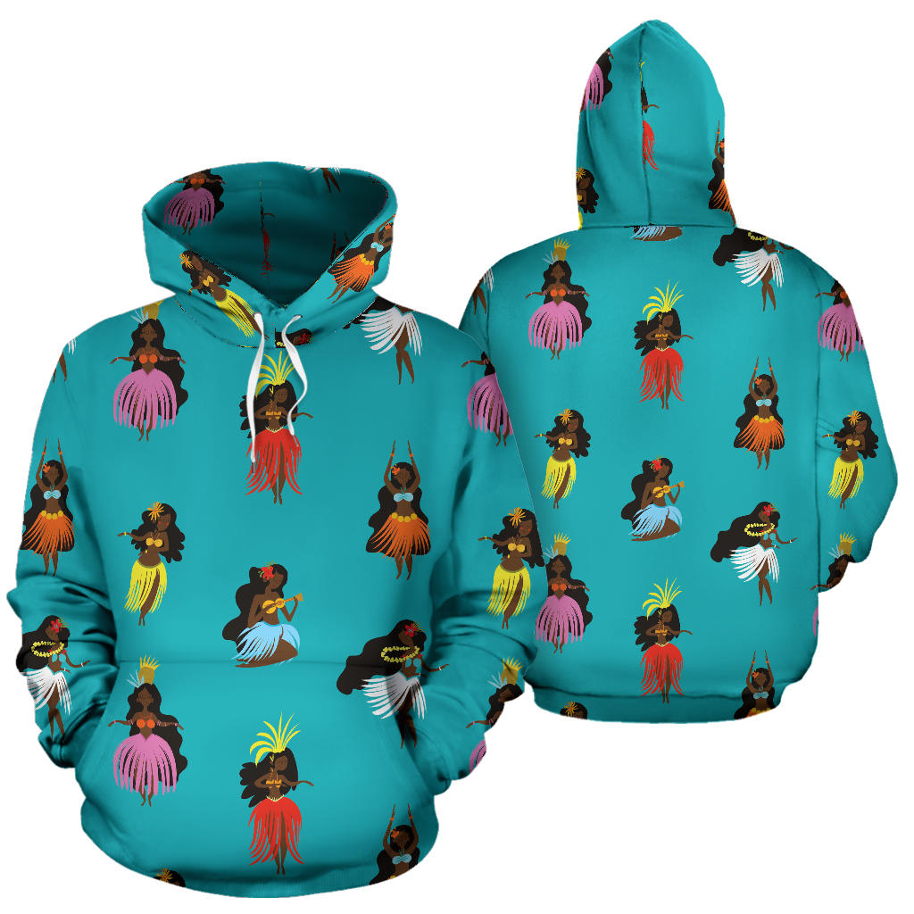Hula Dancers Pattern Print Design 04 Pullover Hoodie