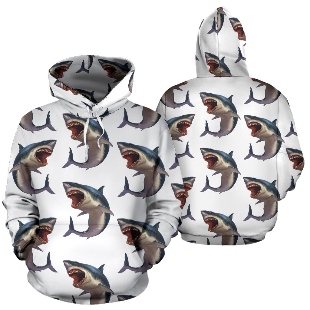 Great White Shark Pattern Print Design 03 Pullover Hoodie