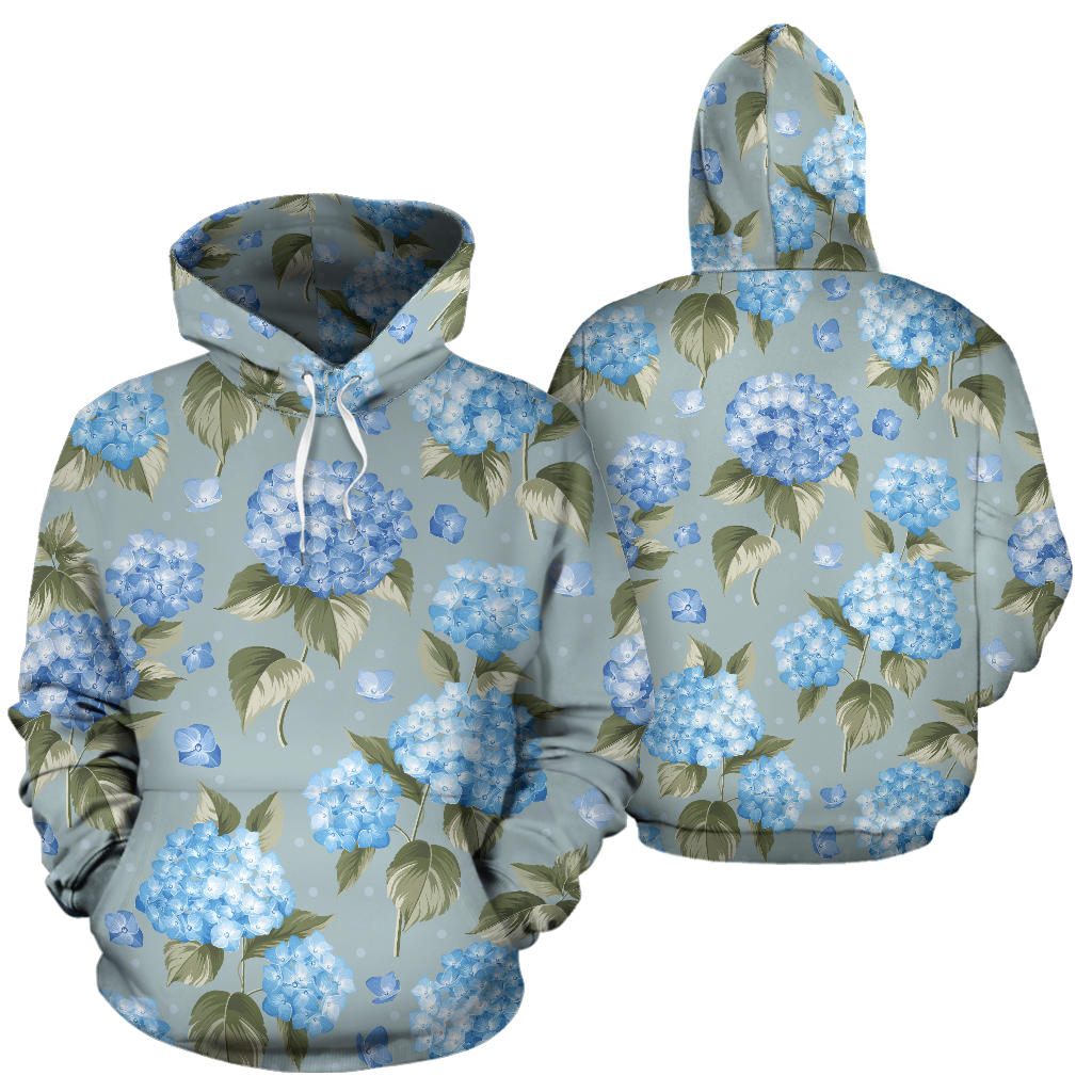 Hydrangea Pattern Print Design 01 Pullover Hoodie