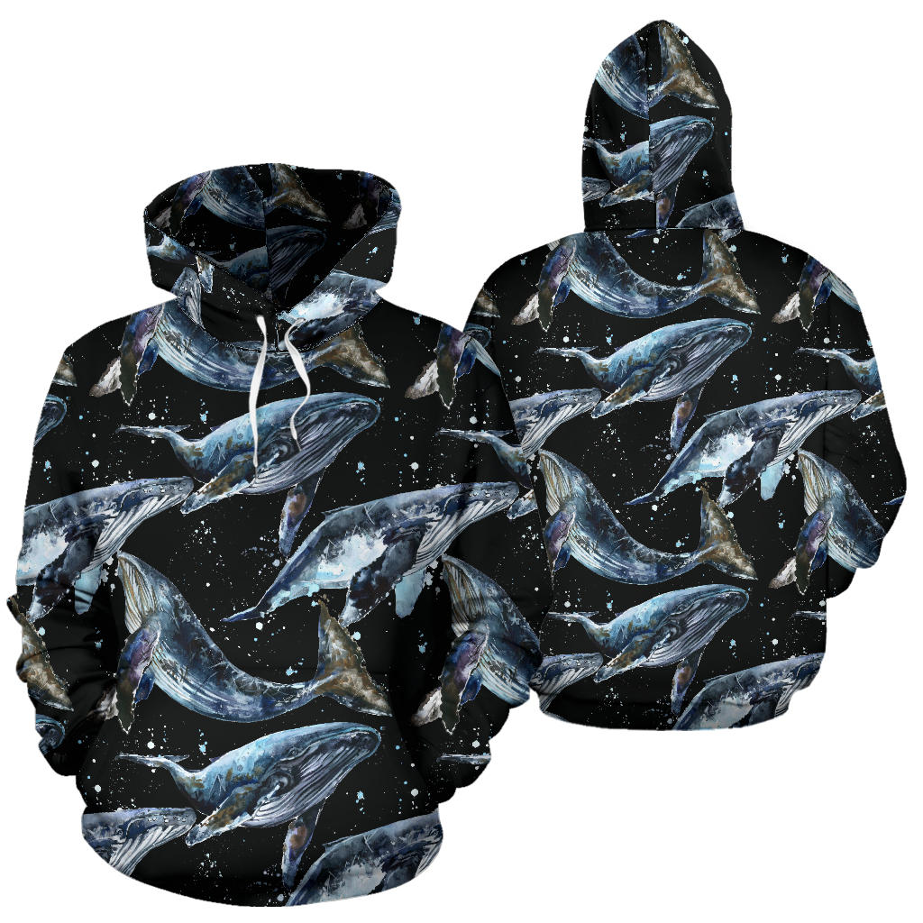 Humpback Whale Pattern Print Design 01 Pullover Hoodie
