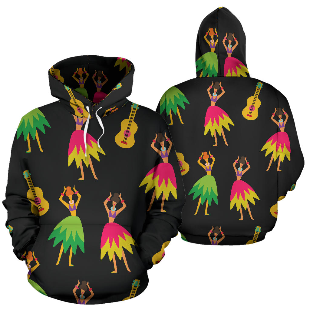 Hula Dancers Hawaiian Girl Pattern Print Design 03 Pullover Hoodie