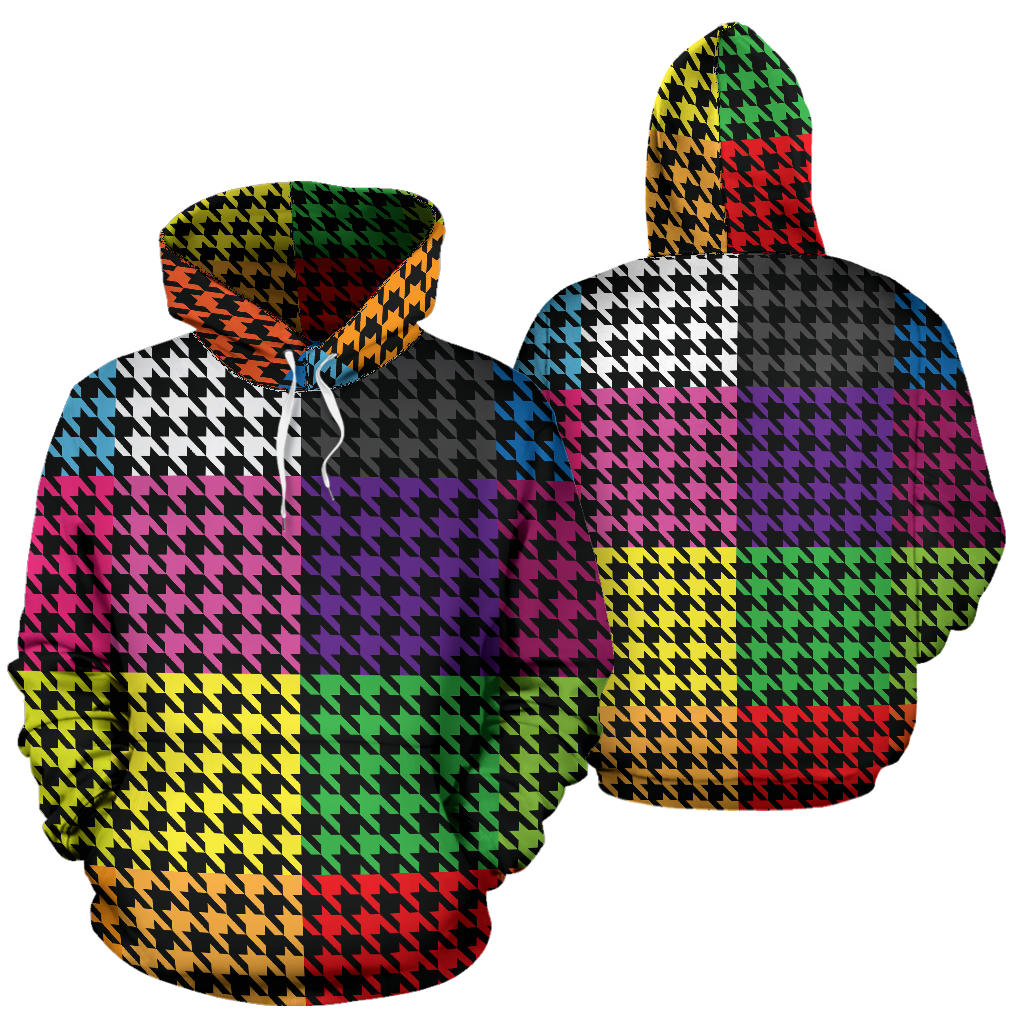 Houndstooth Colorful Pattern Print Design 01 Pullover Hoodie
