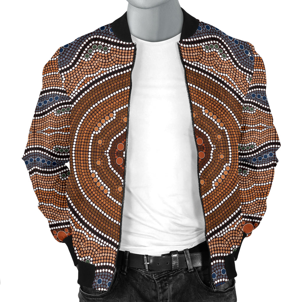 Aboriginal Pattern Print Design 01 Men Bomber Jacket