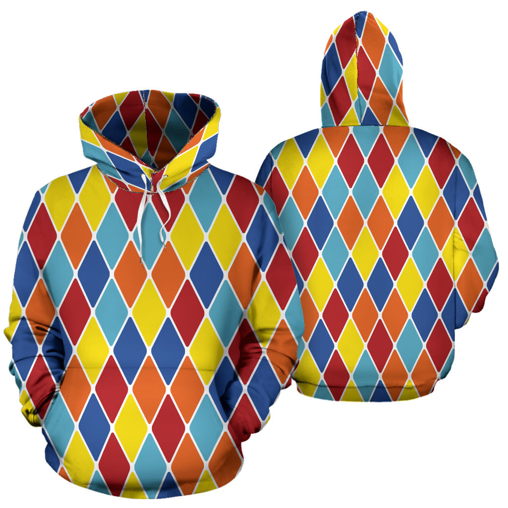 Harlequin Pattern Print Design 01 Pullover Hoodie