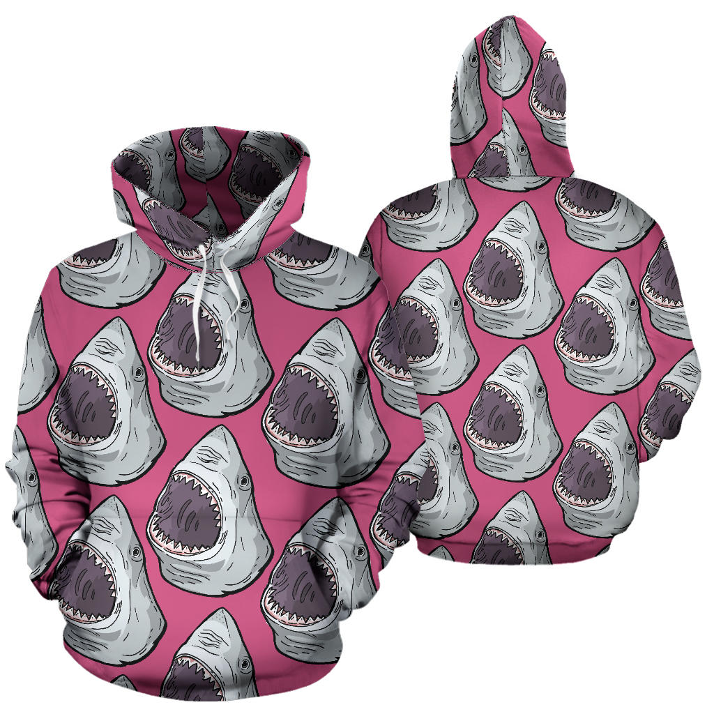Great White Shark Pattern Print Design 01 Pullover Hoodie