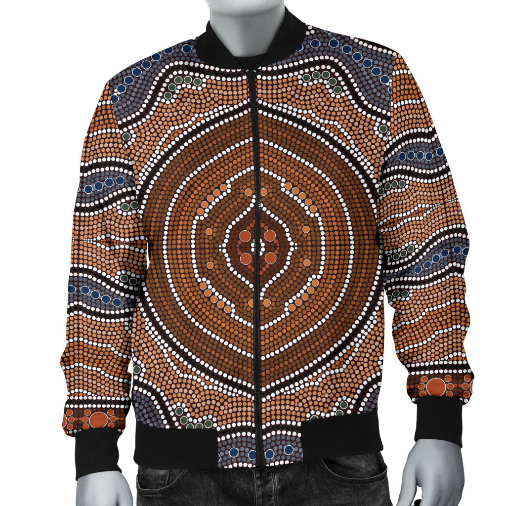 Aboriginal Pattern Print Design 01 Men Bomber Jacket