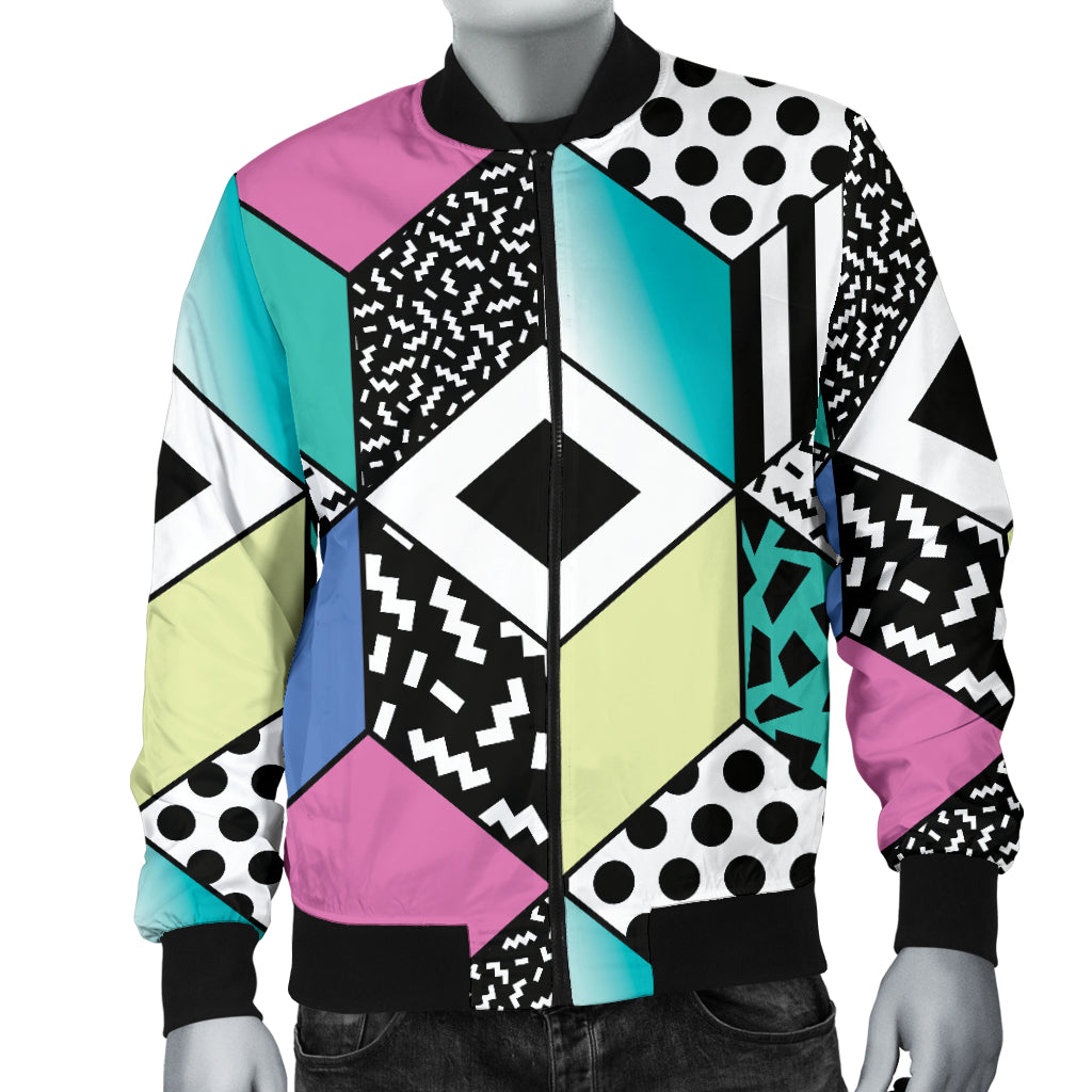 90s Pattern Print Design 3 Men Bomber Jacket