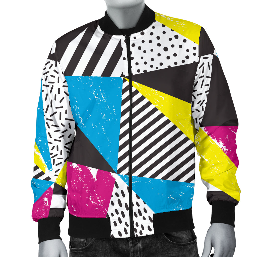 80s Pattern Print Design 2 Men Bomber Jacket