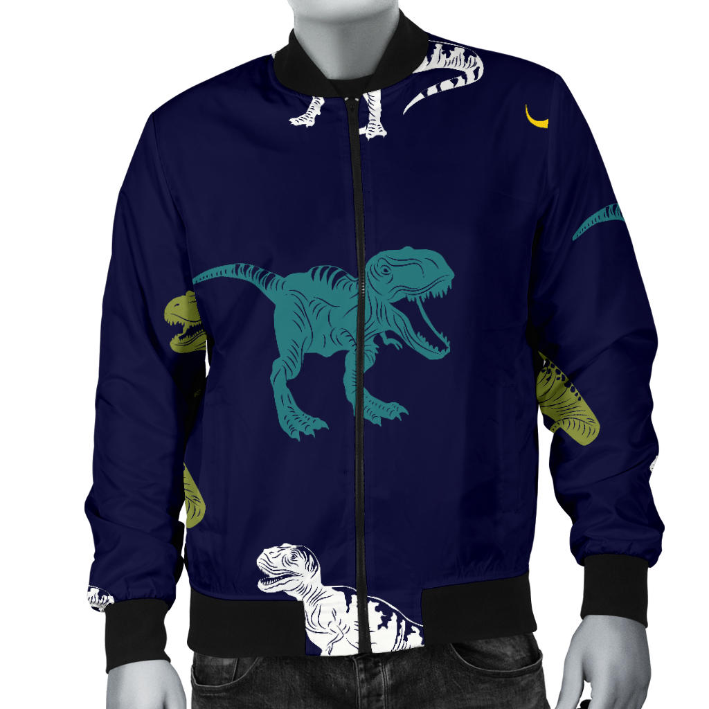 T Rex Pattern Print Design A07 Men Bomber Jacket