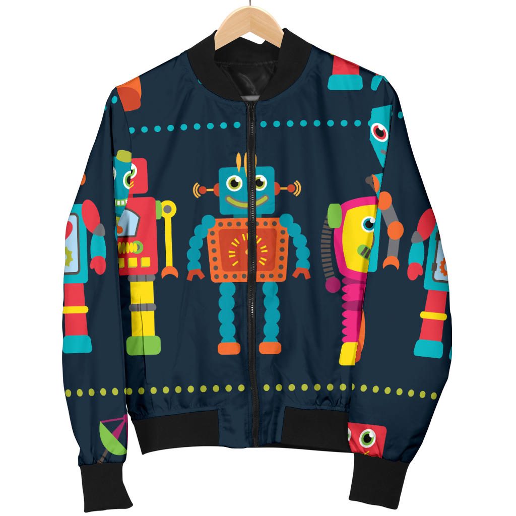 Robot Pattern Print Design A01 Men Bomber Jacket