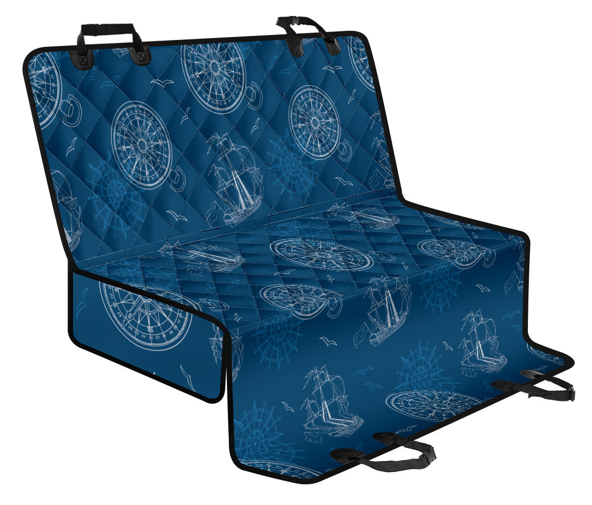 Nautical Pattern Print Design A04 Rear Dog Car Seat Cover Hammock