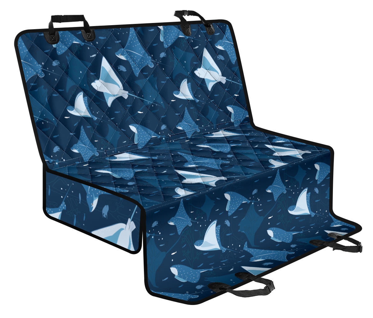 Manta Ray Pattern Print Design 02 Rear Dog Car Seat Cover Hammock