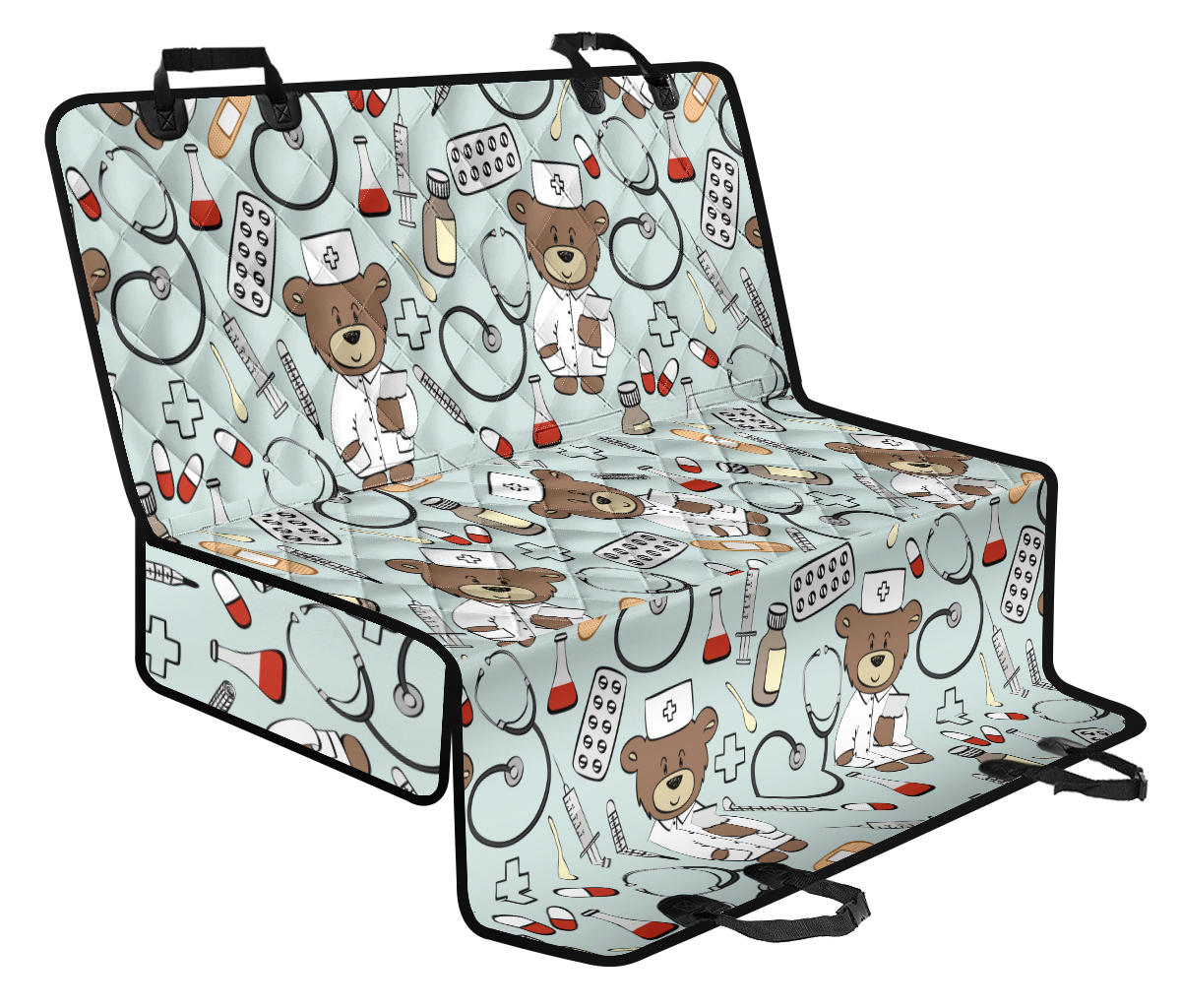 Nurse Bear Pattern Print Design A01 Rear Dog Car Seat Cover Hammock