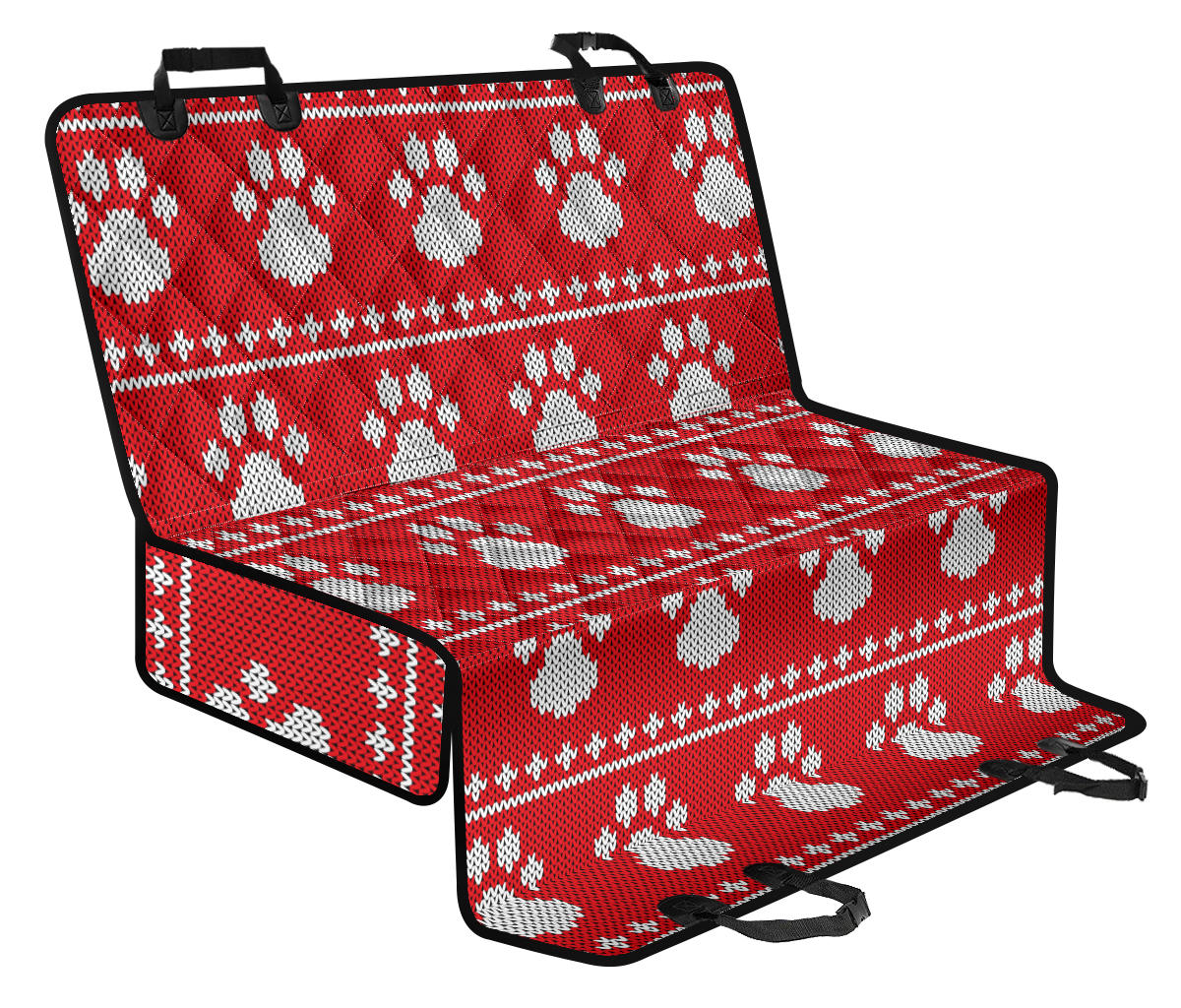 Knit Paw Pattern Print Design 03 Rear Dog Car Seat Cover Hammock