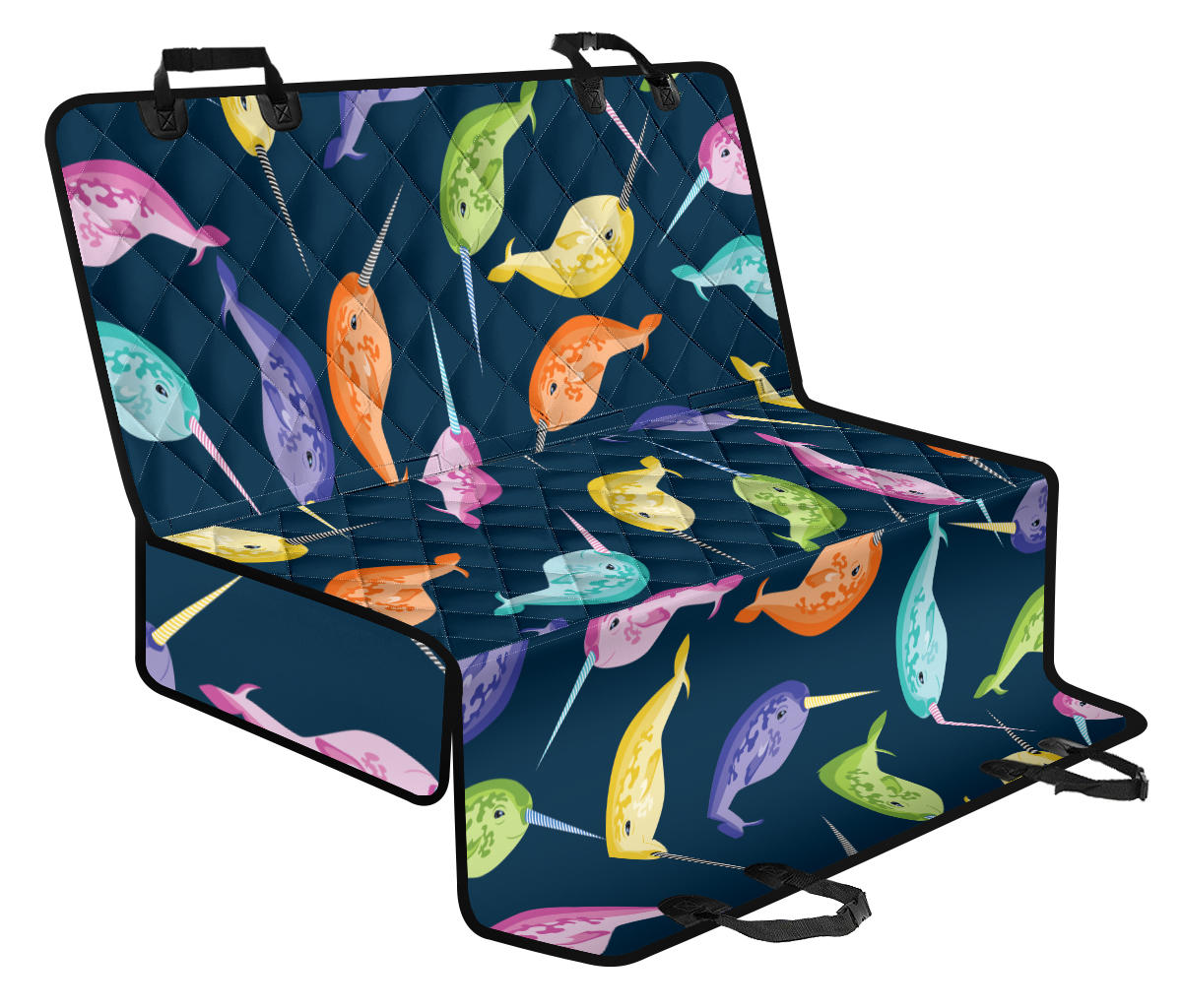 Narwhal Colorful Pattern Print Design 03 Rear Dog Car Seat Cover Hammock