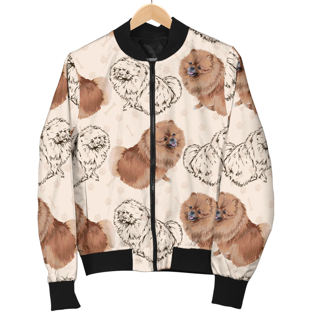 Pomeranians Pattern Print Design A01 Men Bomber Jacket