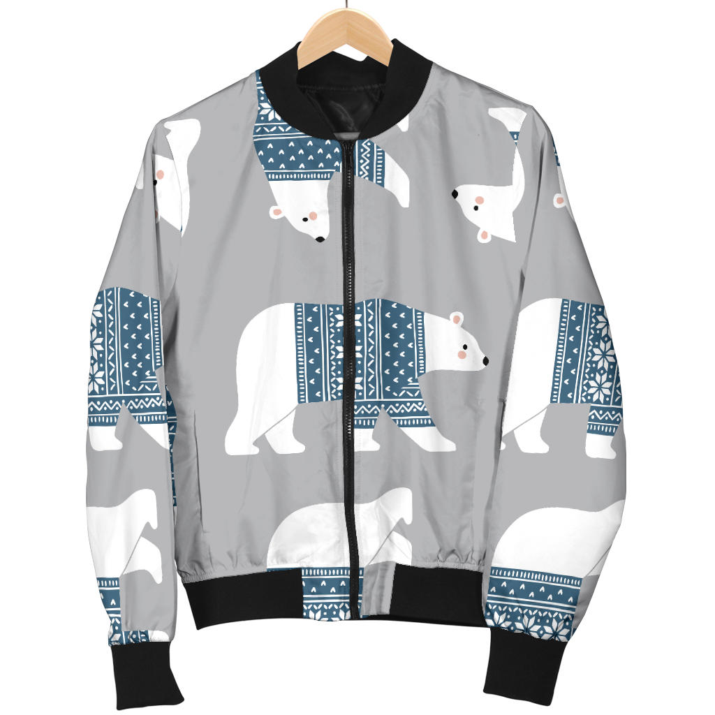 Polar Bear Pattern Print Design A03 Men Bomber Jacket
