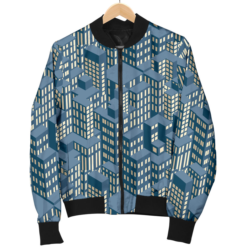 City Pattern Print Design 01 Men Bomber Jacket