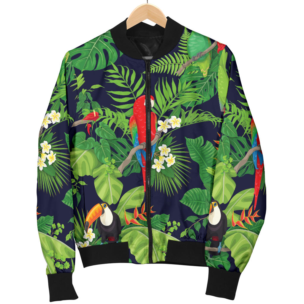 Rainforest Parrot Pattern Print Design A03 Men Bomber Jacket