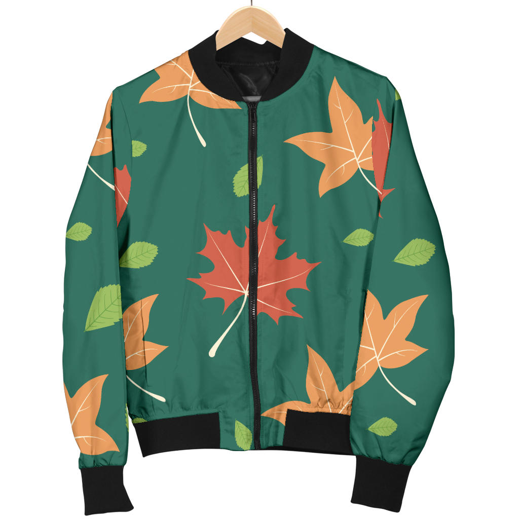 Maple Leaf Pattern Print Design 04 Men Bomber Jacket
