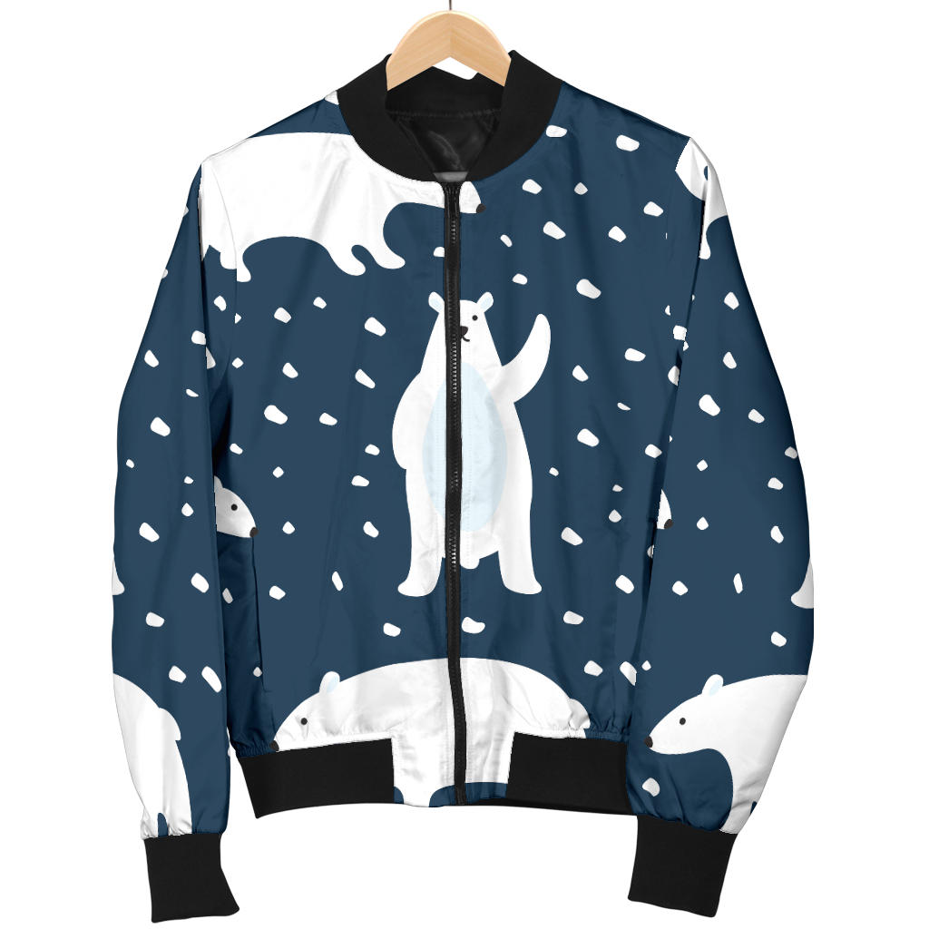 Polar Bear Pattern Print Design A02 Men Bomber Jacket