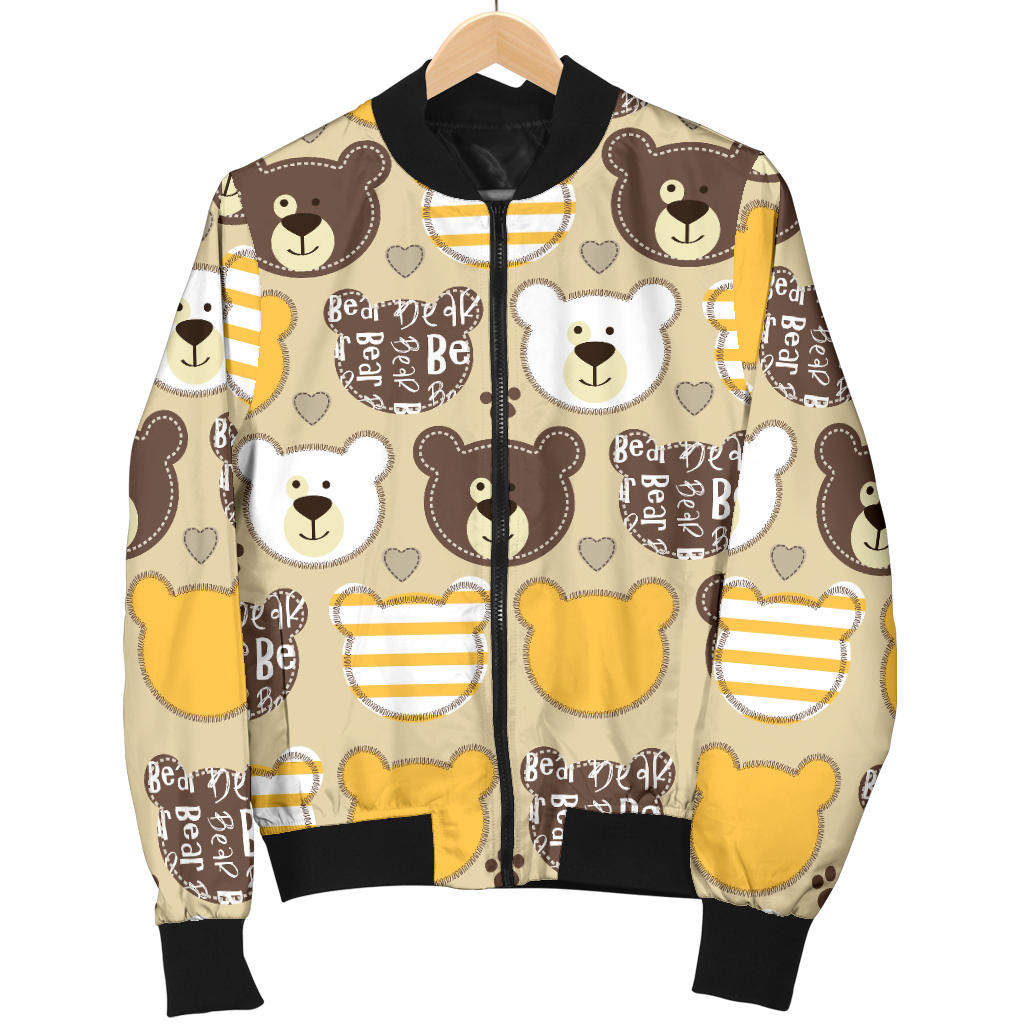 Bear PatchworkPattern Print Design 01 Men Bomber Jacket
