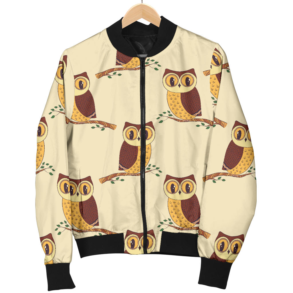 Owl Pattern Print Design A07 Men Bomber Jacket