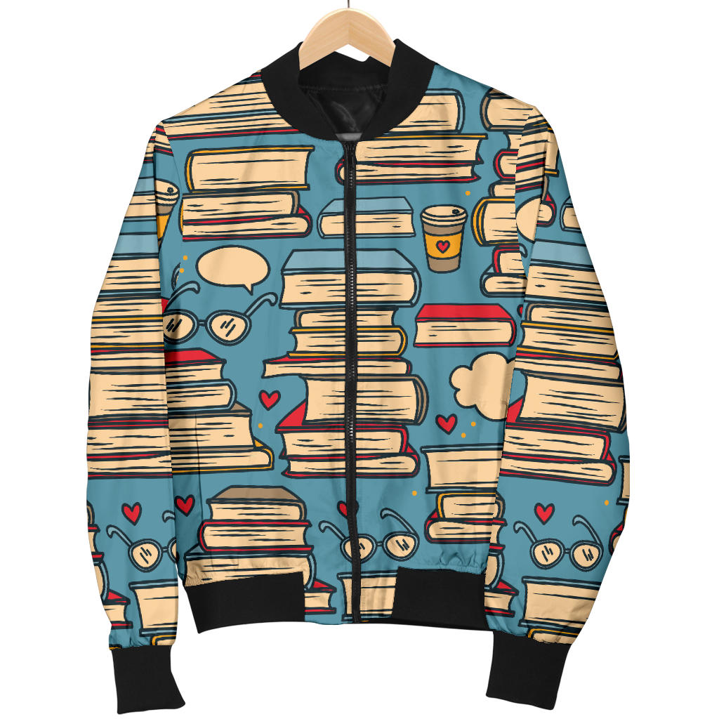 Book Pattern Print Design 03 Men Bomber Jacket