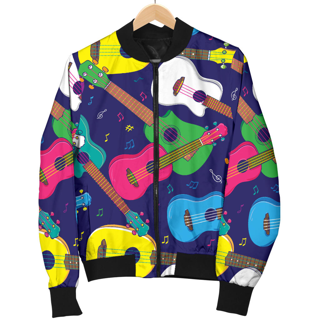 Ukulele Pattern Print Design 02 Men Bomber Jacket