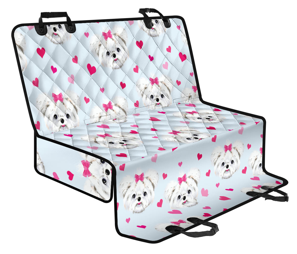 Maltese Pattern Print Design 03 Rear Dog Car Seat Cover Hammock