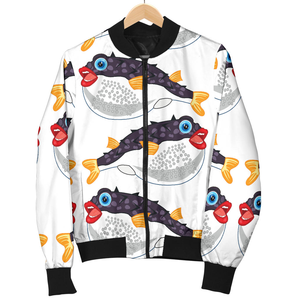 Fugu Pattern Print Design 03 Men Bomber Jacket