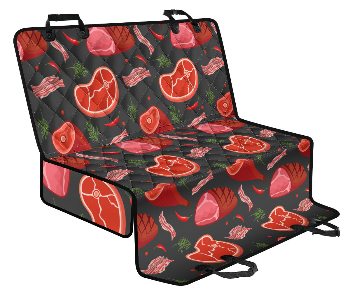 Meat Pattern Print Design 03 Rear Dog Car Seat Cover Hammock