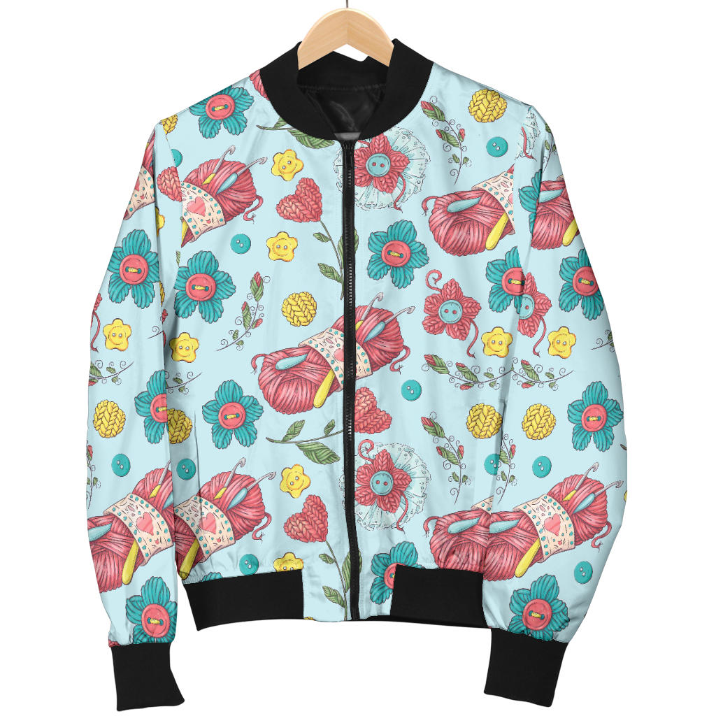 Crochet Pattern Print Design 01 Men Bomber Jacket