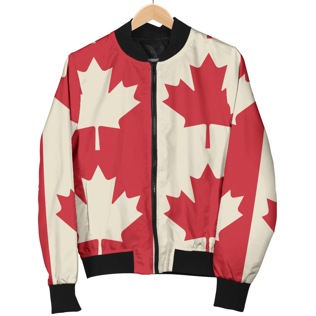 Maple Leaf Pattern Print Design 02 Men Bomber Jacket