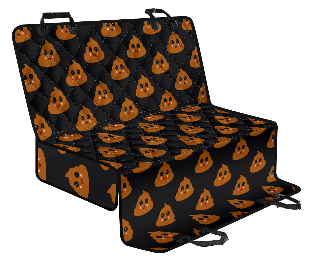 Poop Emoji Pattern Print Design A01 Rear Dog Car Seat Cover Hammock