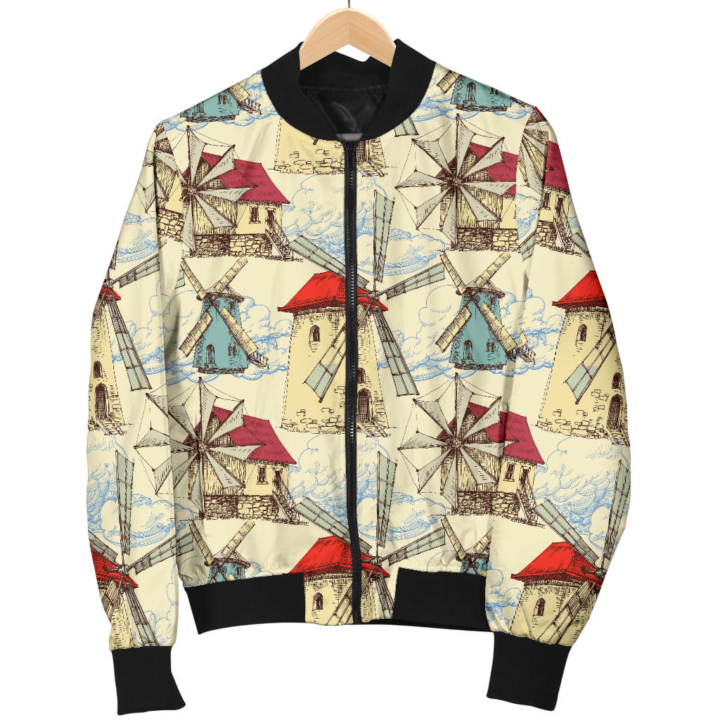 Windmill Pattern Print Design 01 Men Bomber Jacket
