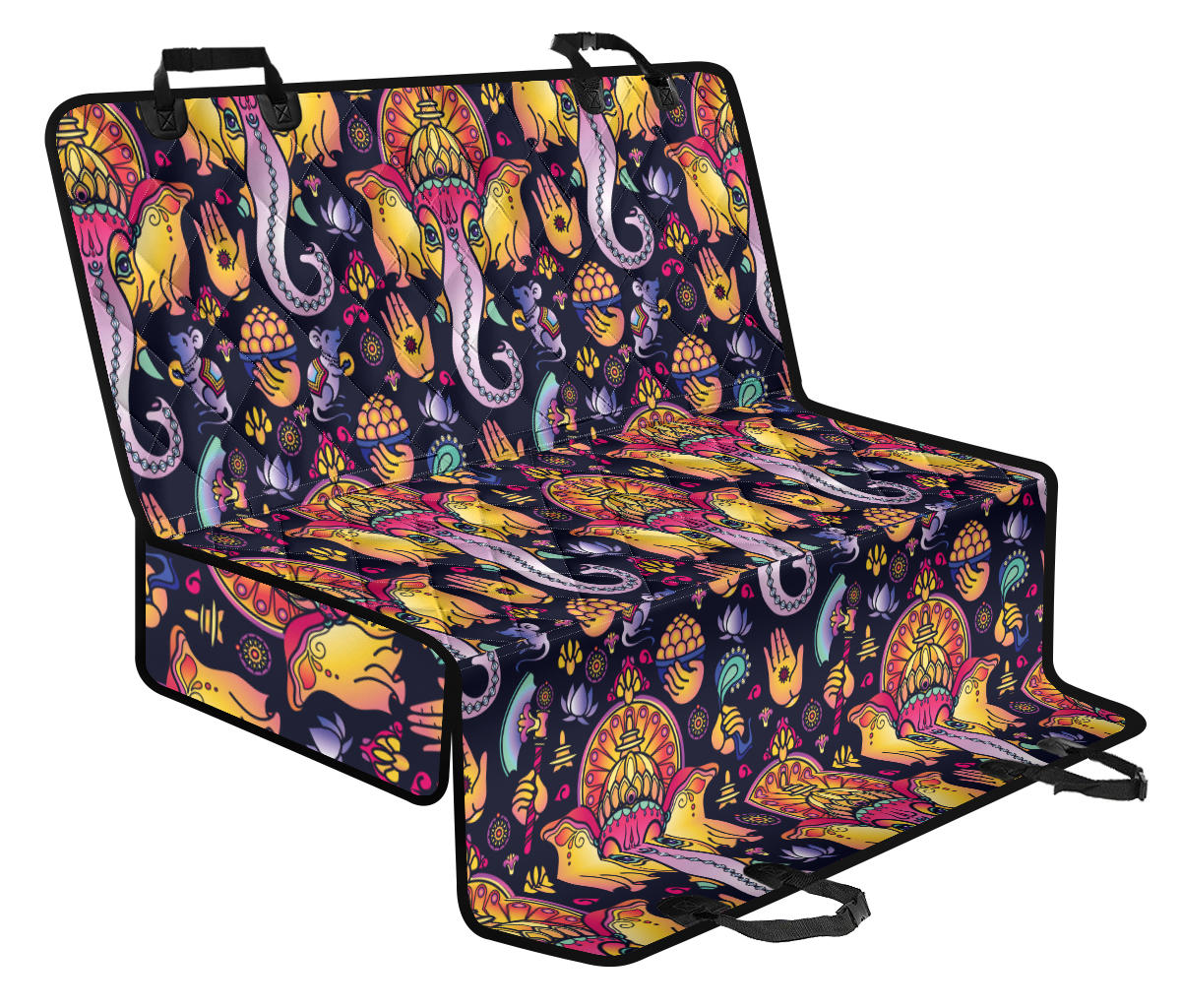 Ganesha Indian Pattern Print Design 03 Rear Dog Car Seat Cover Hammock