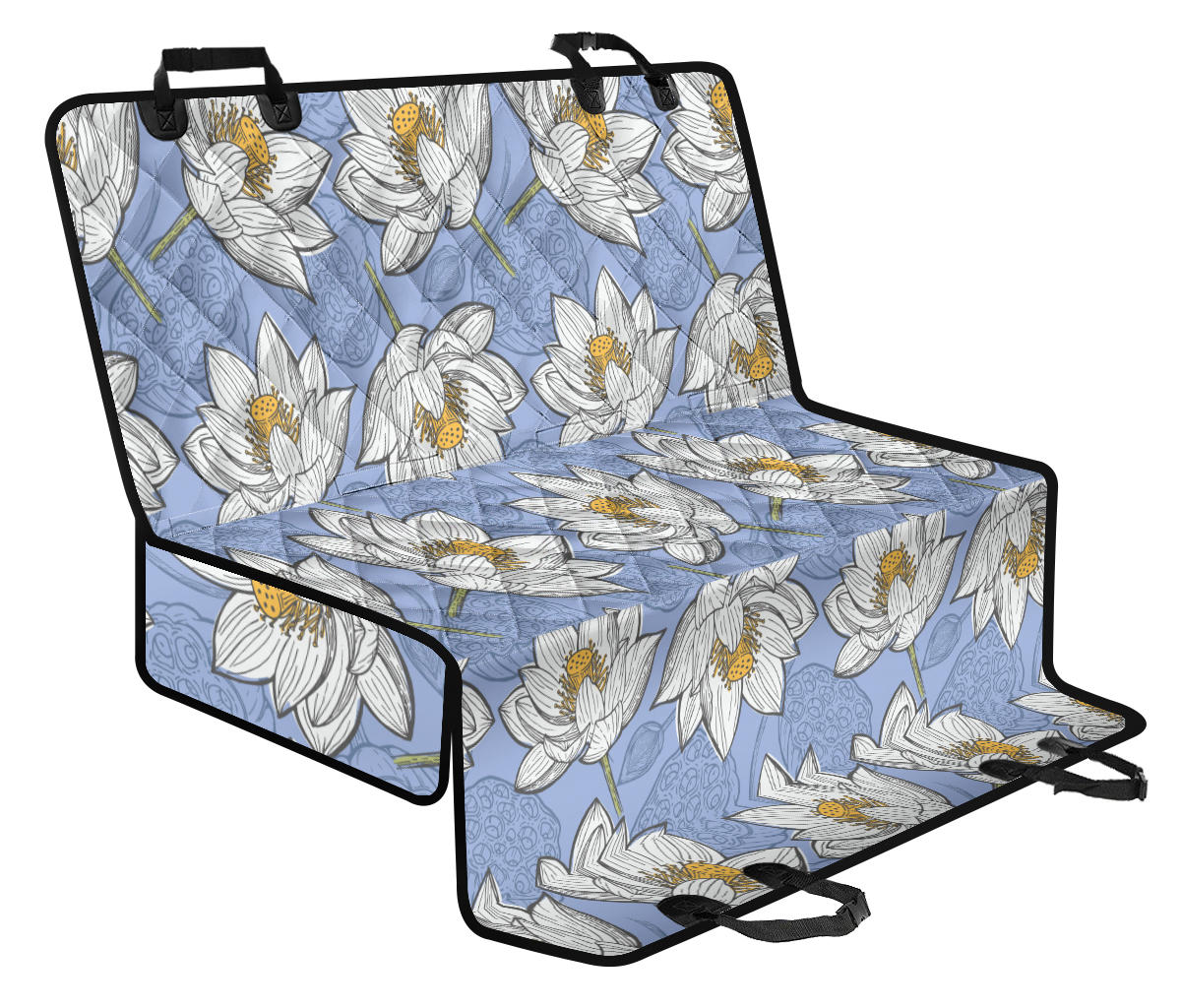 Lotus Pattern Print Design 04 Rear Dog Car Seat Cover Hammock