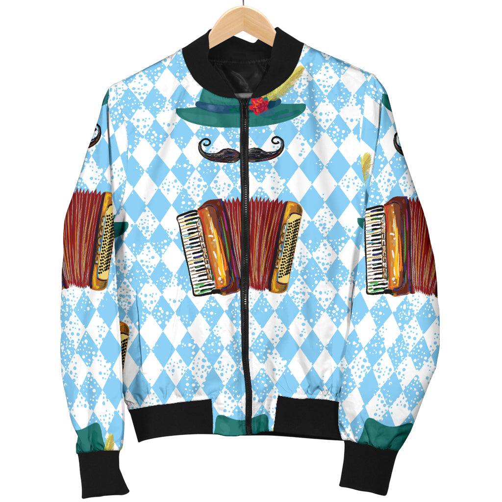 Accordion Mustache Pattern Print Design 01 Men Bomber Jacket
