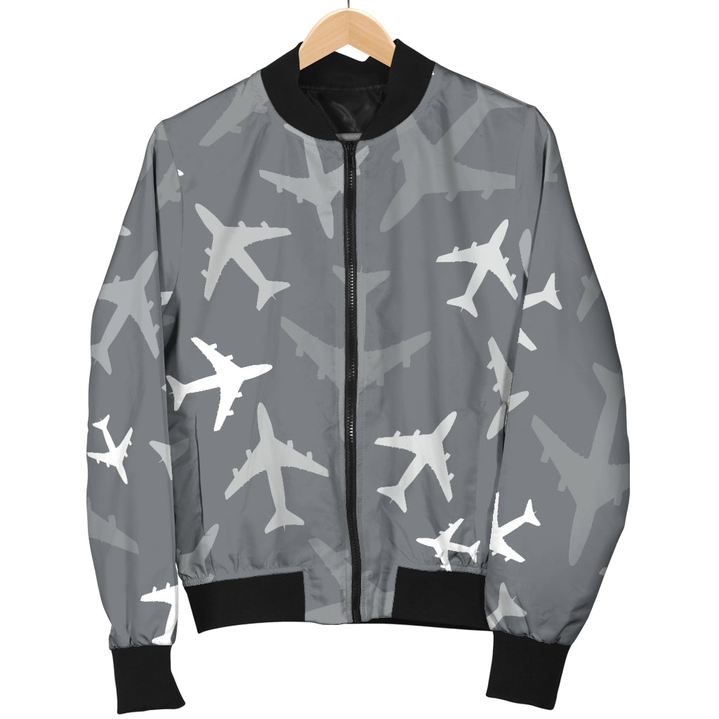 Airplane Pattern Print Design 02 Men Bomber Jacket