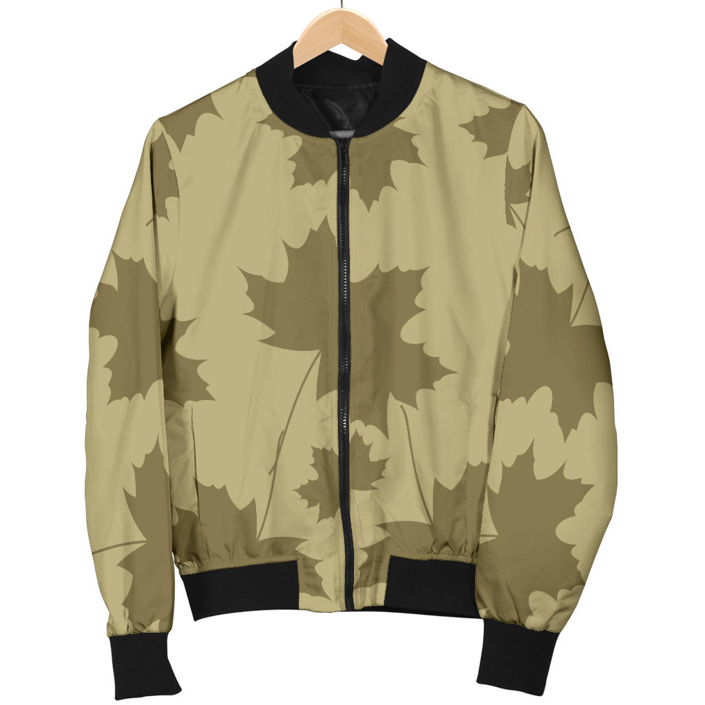 Maple Leaf Pattern Print Design 01 Men Bomber Jacket