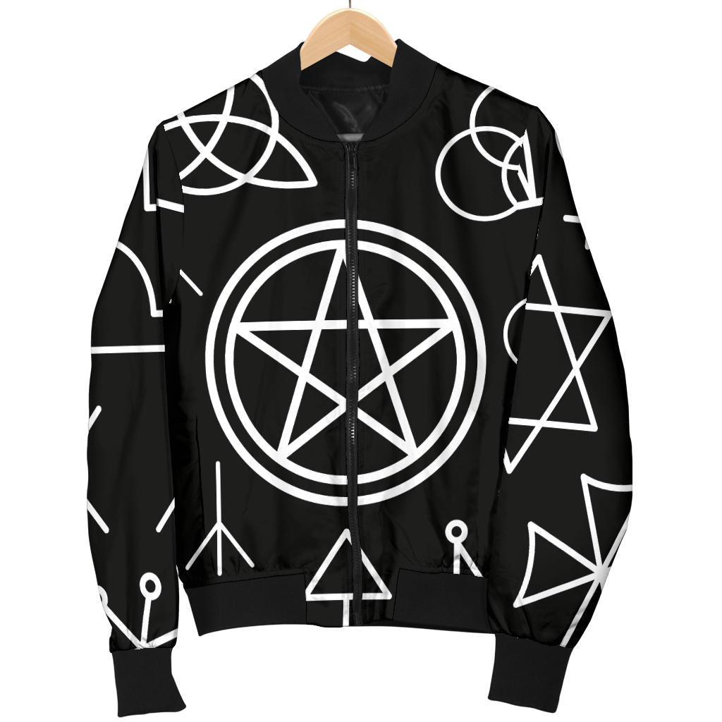 Pentagram Pattern Print Design A02 Men Bomber Jacket
