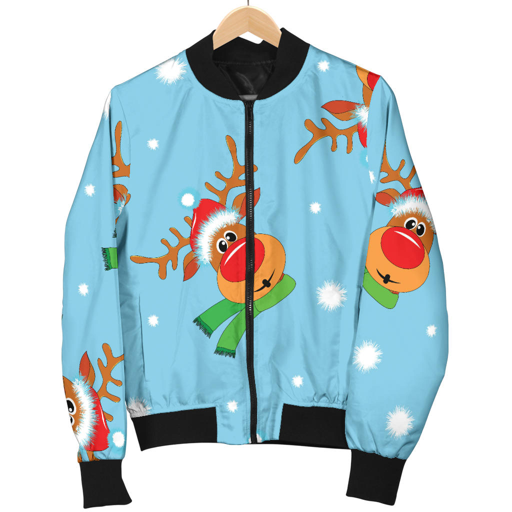 Reindeer cute Pattern Print Design 02 Men Bomber Jacket