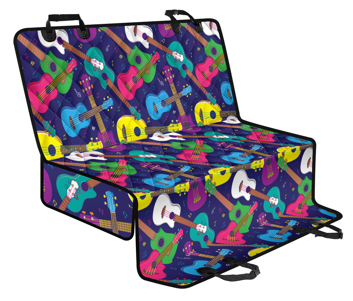 Ukulele Pattern Print Design 02 Rear Dog Car Seat Cover Hammock