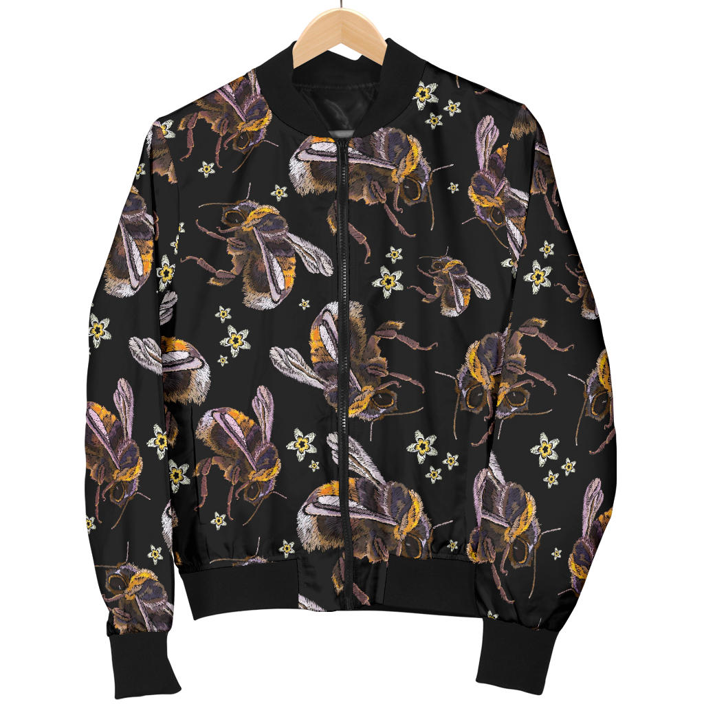 Bee Pattern Print Design 04 Men Bomber Jacket