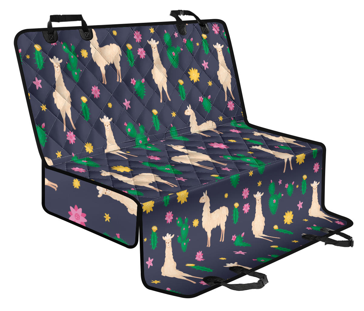 Llama Cactus Pattern Print Design 012 Rear Dog Car Seat Cover Hammock
