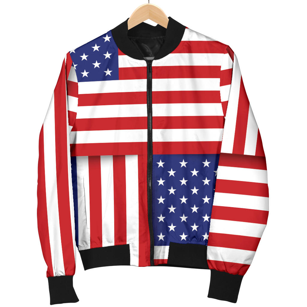 Patriotic US Flag Pattern Print Design A01 Men Bomber Jacket