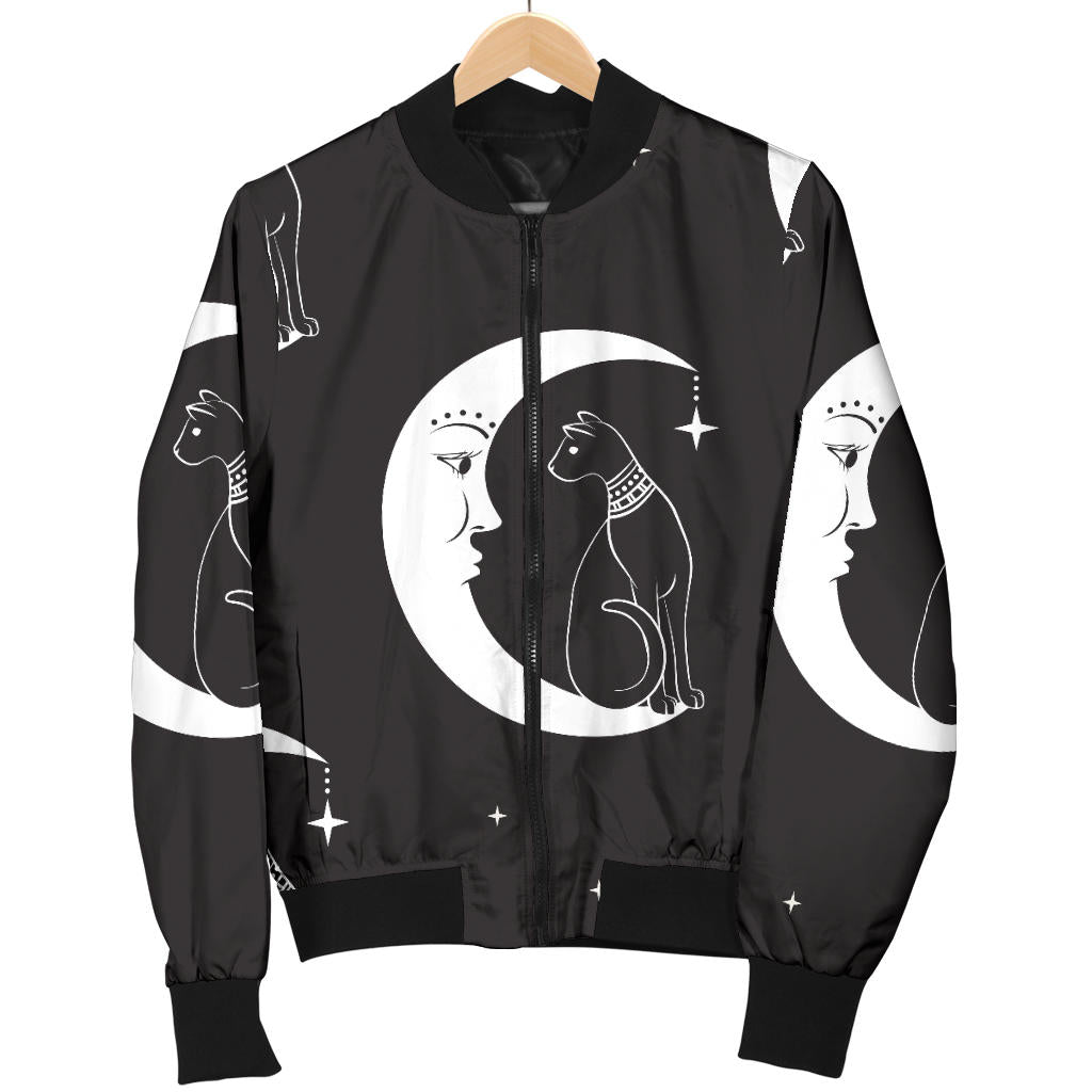 Moon with Cat Pattern Print Design 04 Men Bomber Jacket